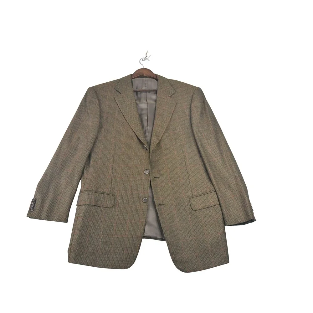 Ermenegildo Zegna 52R (42R USA) Wool Blazer Brown Check Neiman Marcus